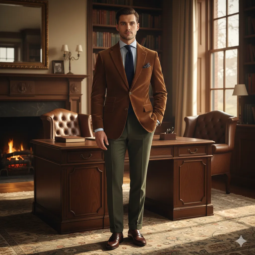 20 Men’s Winter Office Outfit Looks 20 Corduroy Blazer with Office Pants