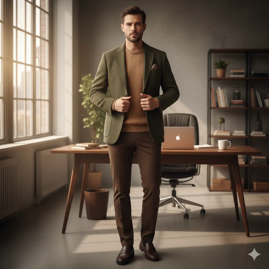 20 Men’s Winter Office Outfit Looks 14 Earth Tone Office Styling