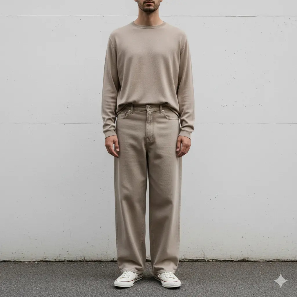 Neutral Monochrome Baggy Jeans Look