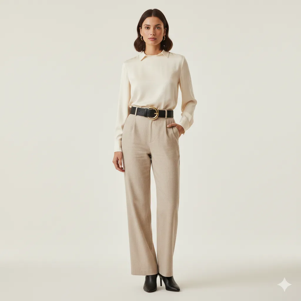 15 Wide Leg Pants Outfit Ideas for Women 9 Statement Belt Wide Leg Pants Outfit