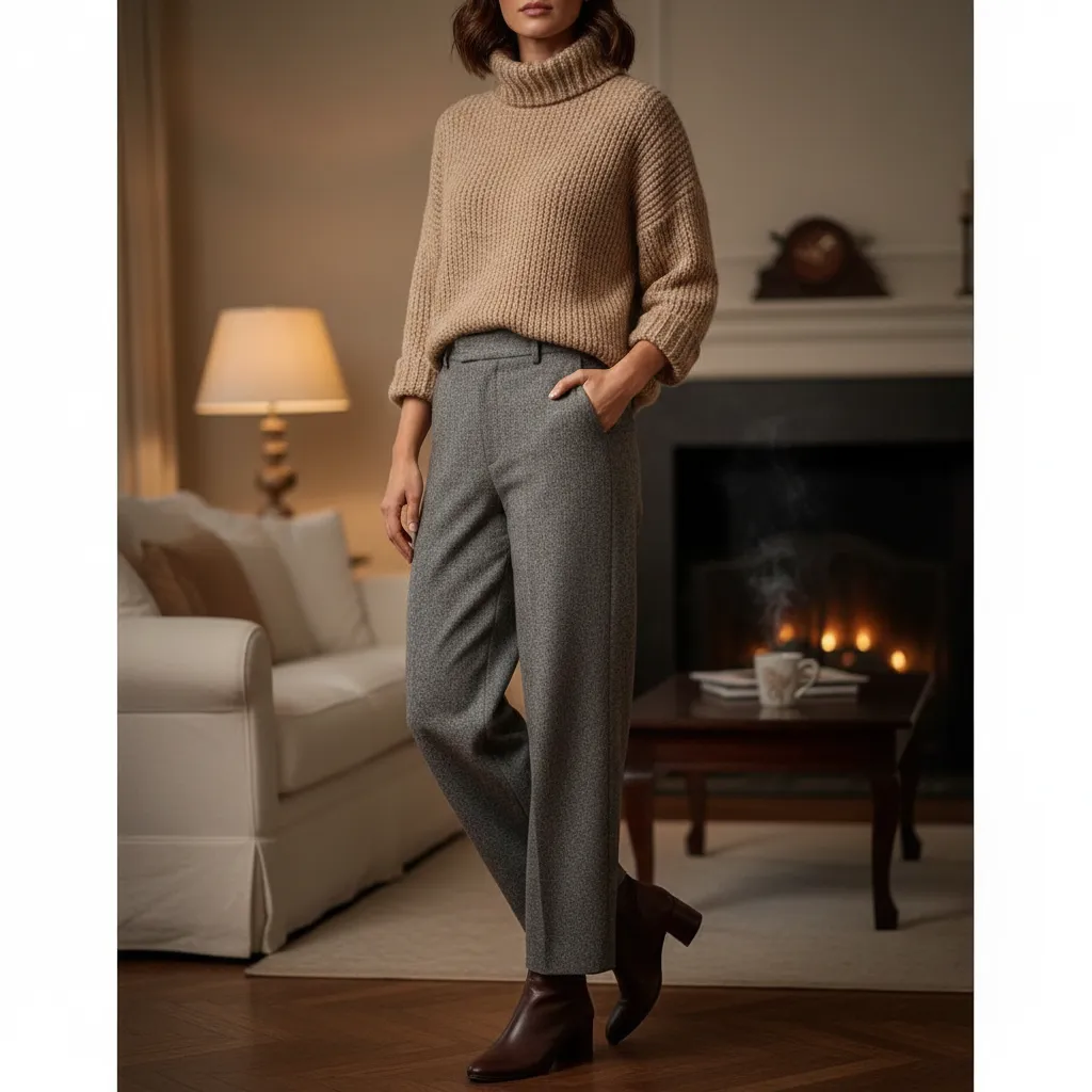 15 Wide Leg Pants Outfit Ideas for Women 15 Wide Leg Pants Outfit with Chunky Sweater