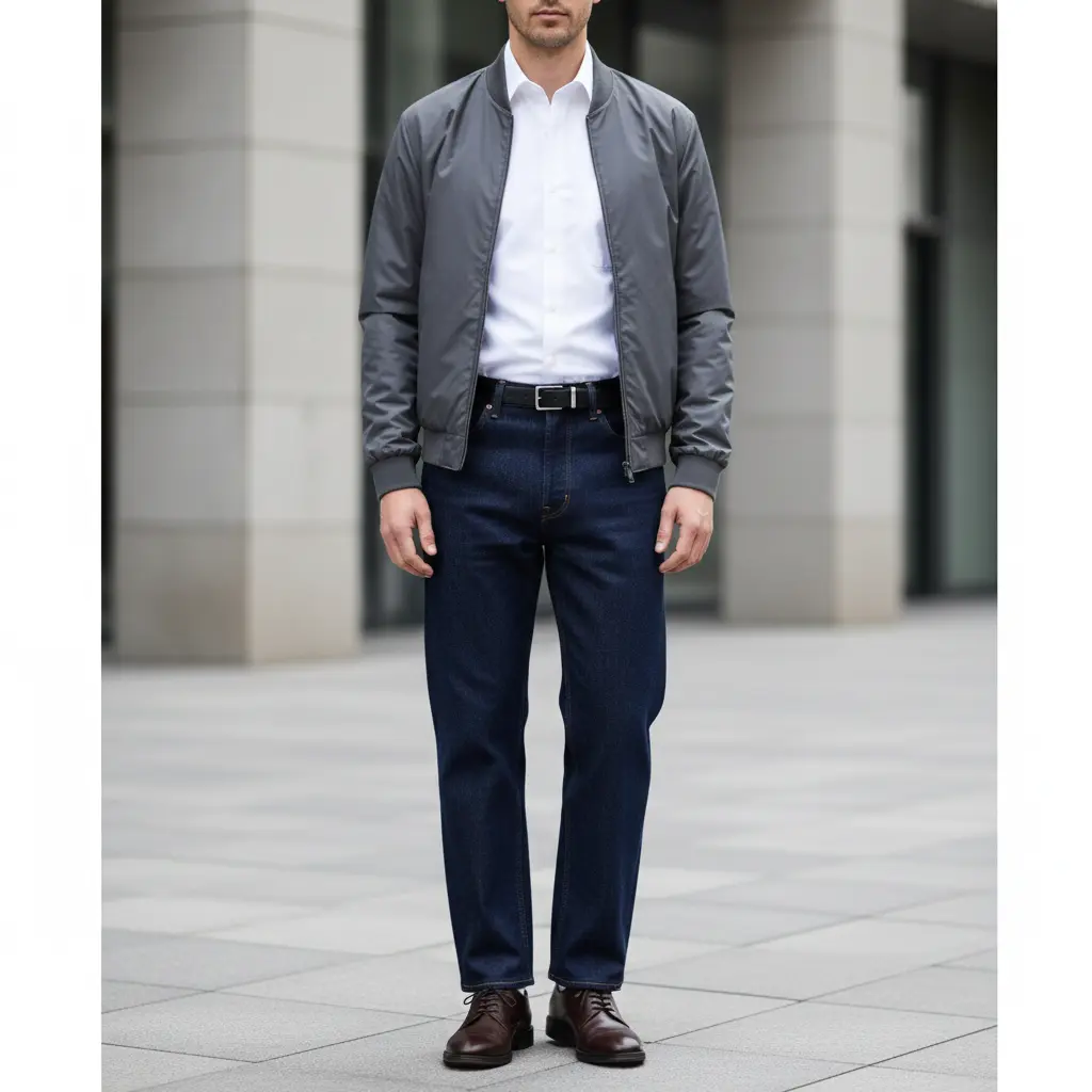 Workwear Inspired Wide Leg Jeans Outfit