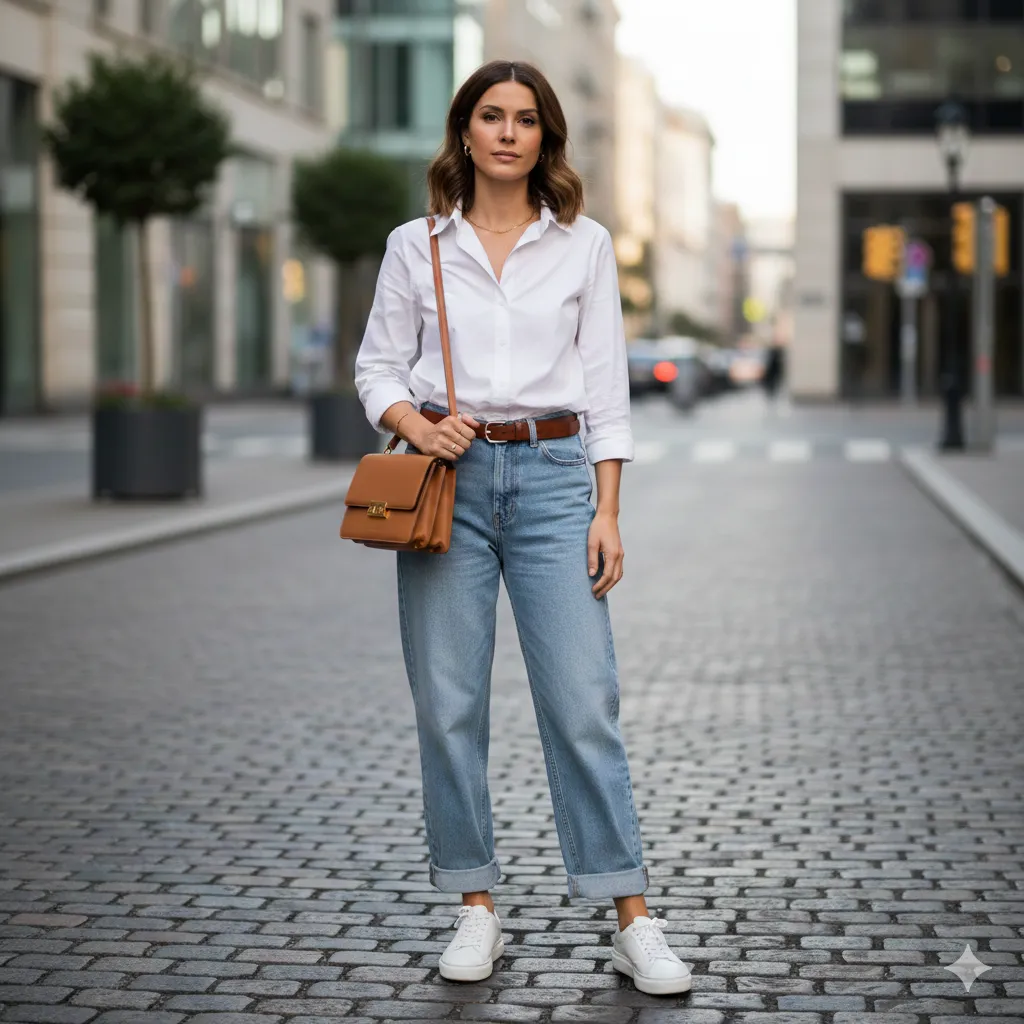 12+ White Shirt Outfit Style for Women 2 Classic White Shirt outfit with Blue Denim