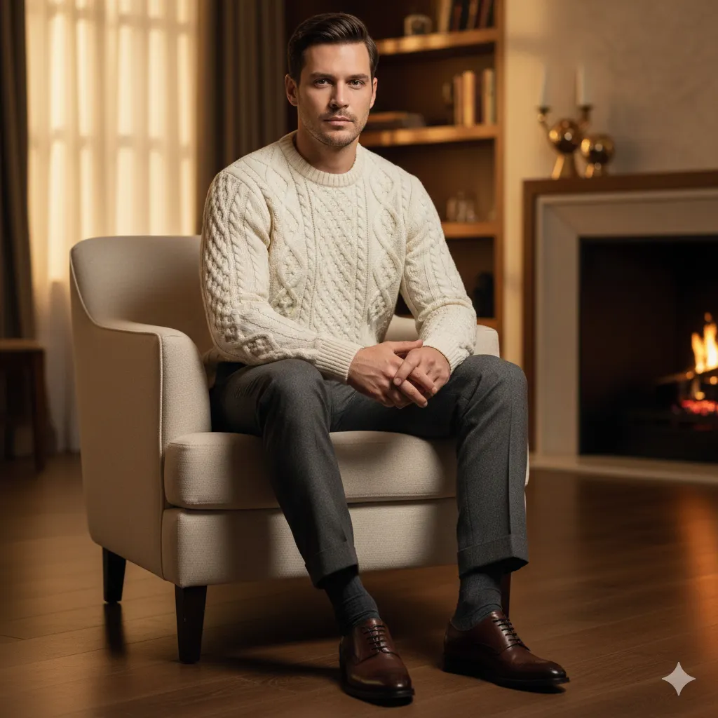 Knit Sweater With Tailored Trousers