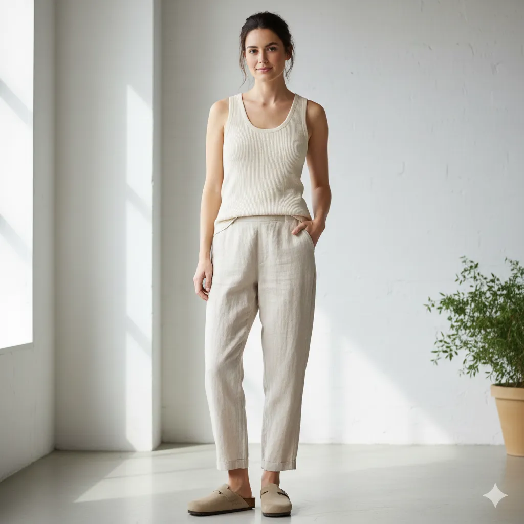 Linen Pants With Birkenstock Clogs