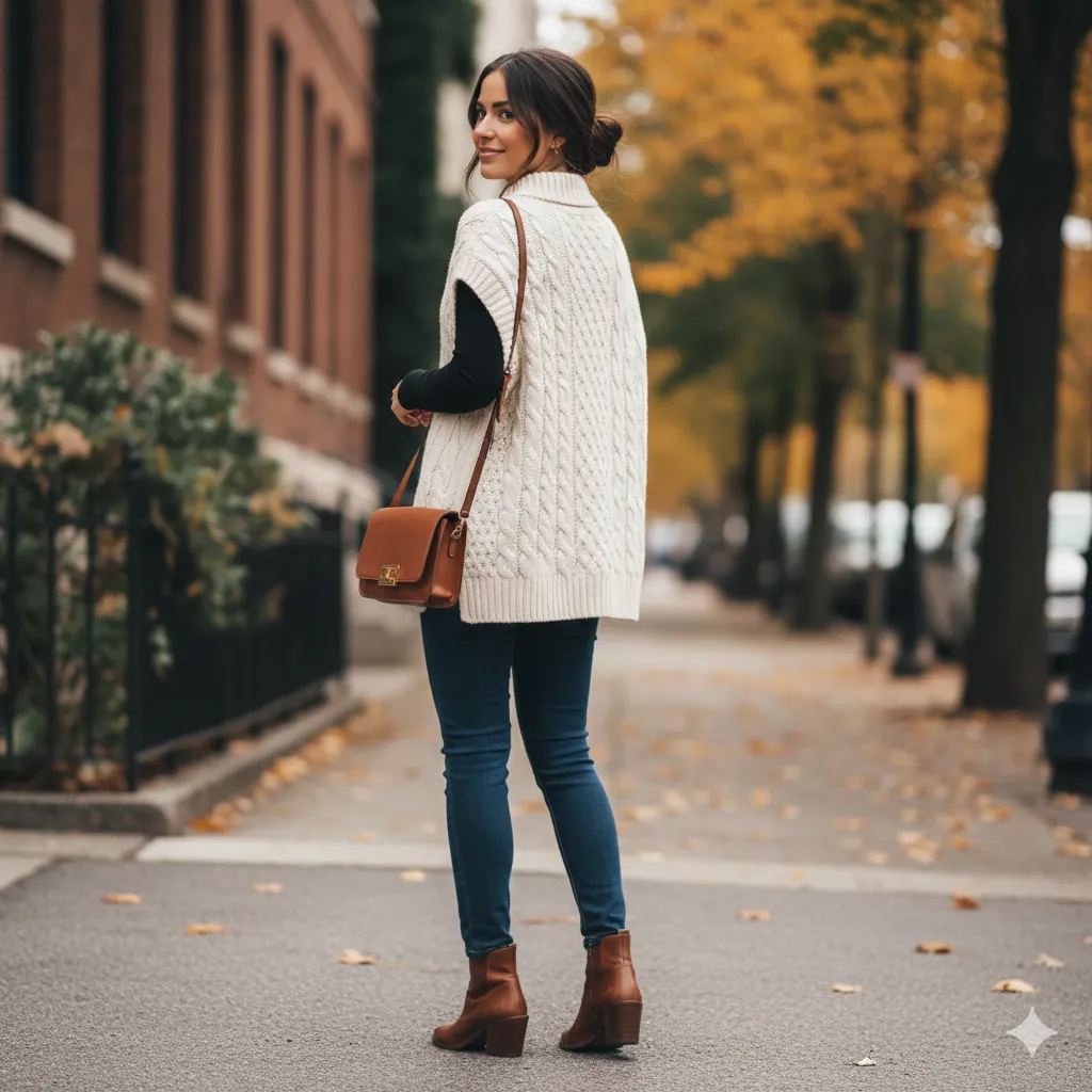 Oversized Sweater Vest with Skinny Jeans