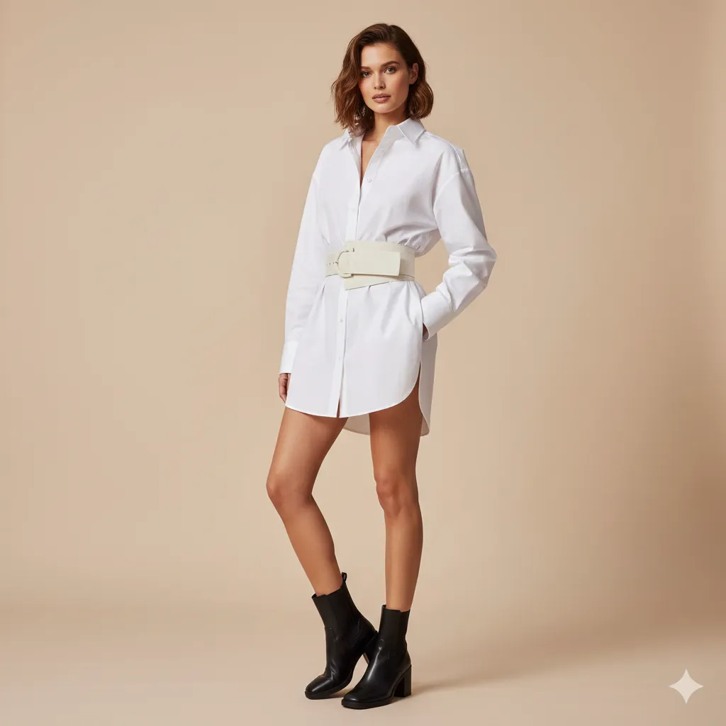 12+ White Shirt Outfit Style for Women 4 Oversized White Shirt as a Dress