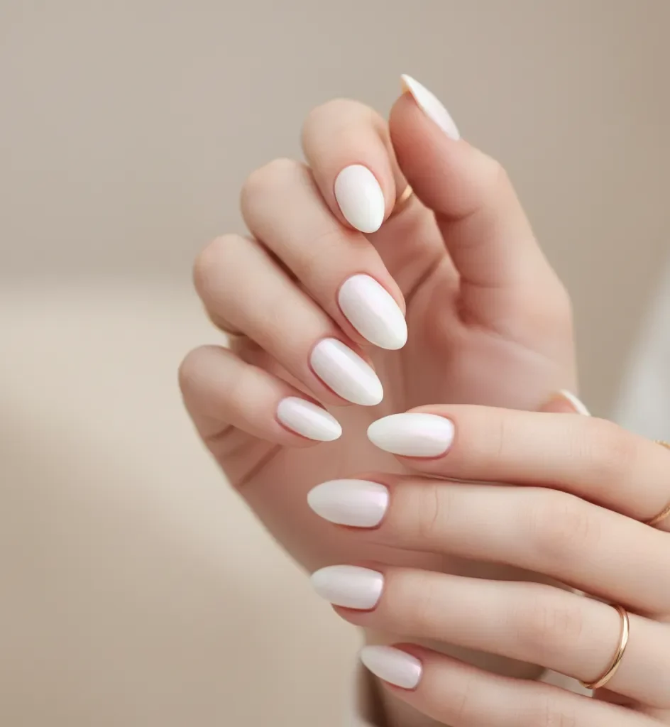 Milky White and Glazed Donut Nails