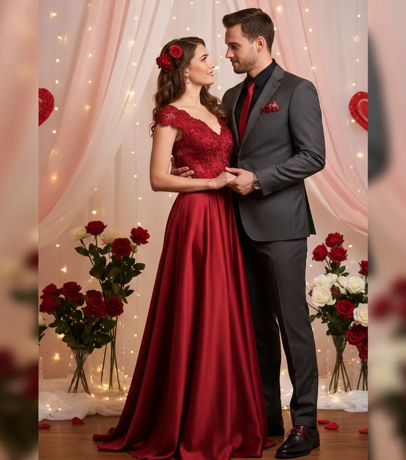 Valentine Couple Outfit Women 2 Valentine Couple Outfit Matching Red Romantic Look