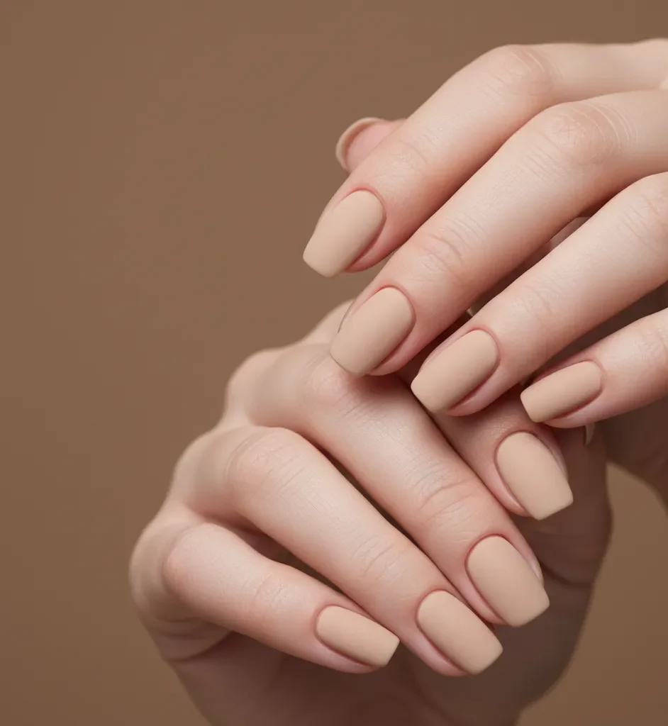Matte Beige Nails