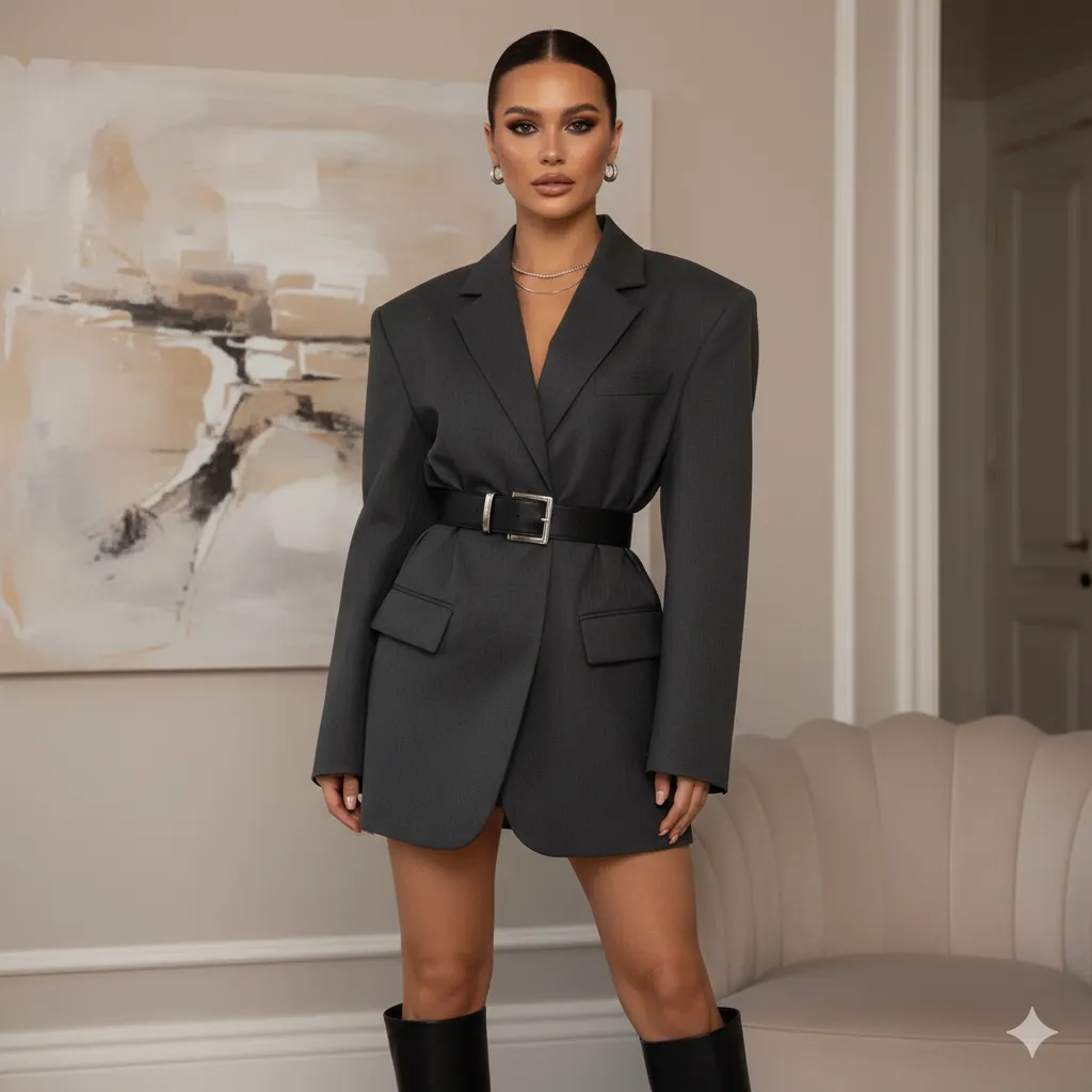 Oversized Blazer outfits Styled as a Dress